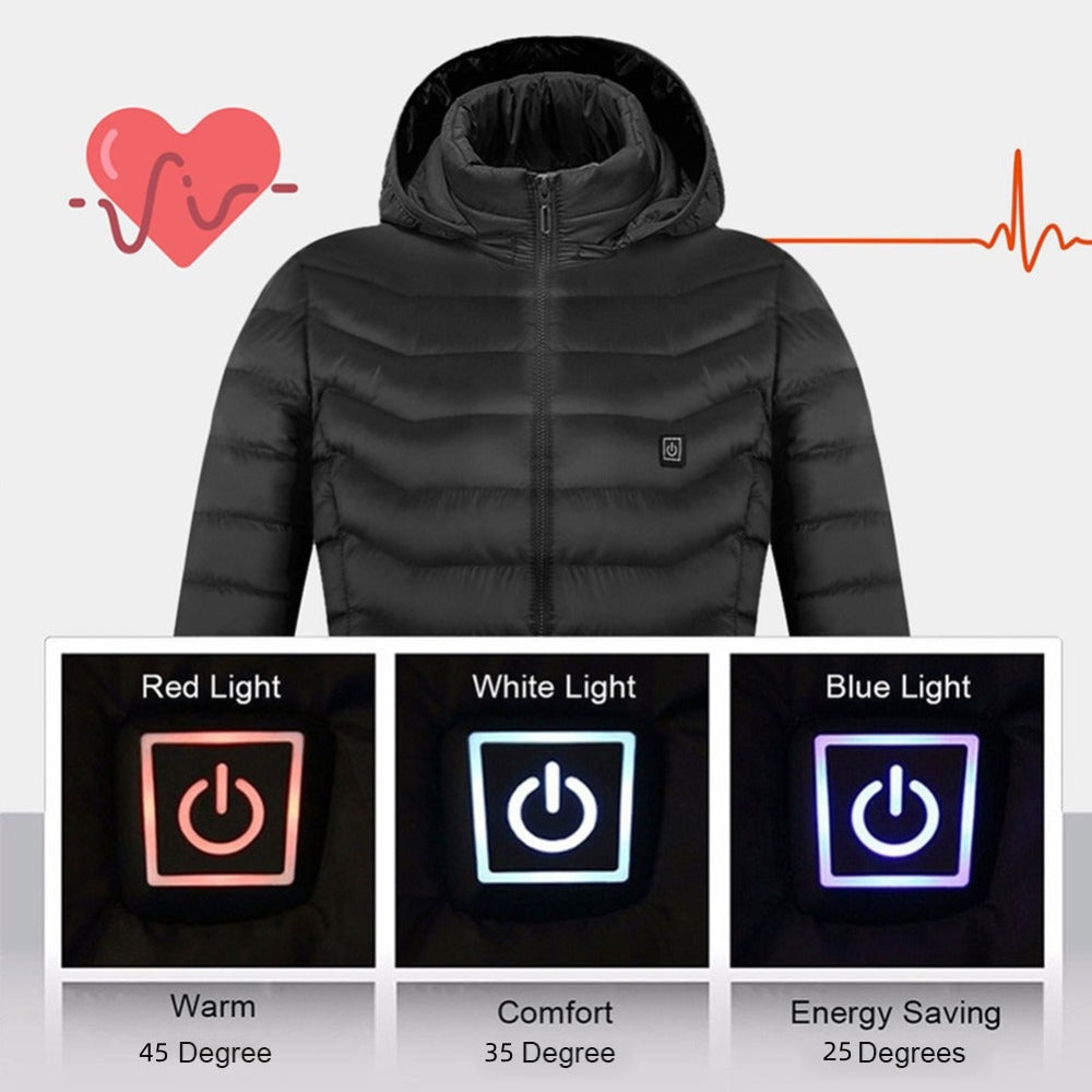 Elegante Chaqueta Calefactable Con Capucha
