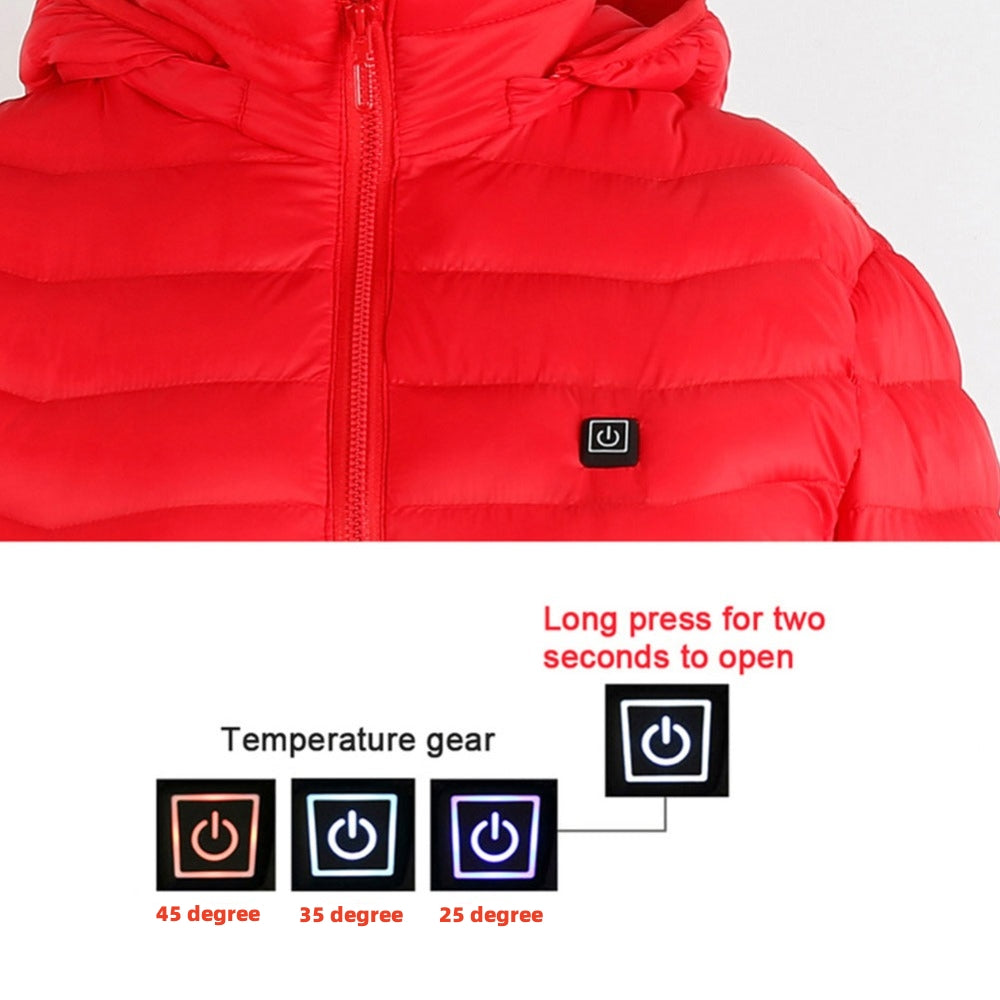 Elegante Chaqueta Calefactable Con Capucha