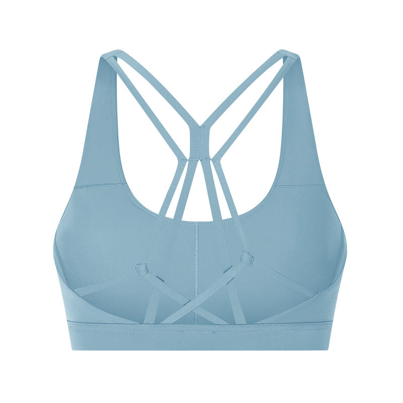 Elegante Top Deportivo Push Up Sin Costuras y Tiras Cruzadas