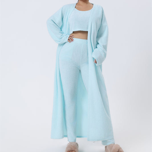Acogedor Conjunto de Pijama de 3 Piezas para otoño-invierno