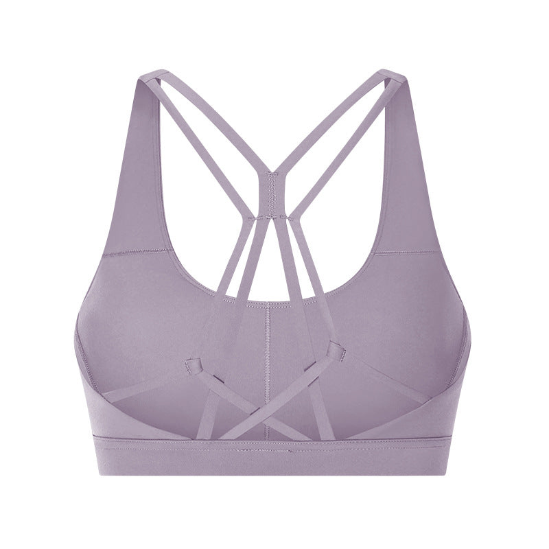 Elegante Top Deportivo Push Up Sin Costuras y Tiras Cruzadas