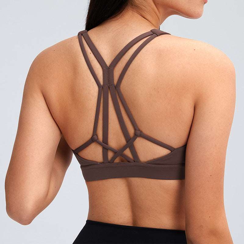 Elegante Top Deportivo Push Up Sin Costuras y Tiras Cruzadas