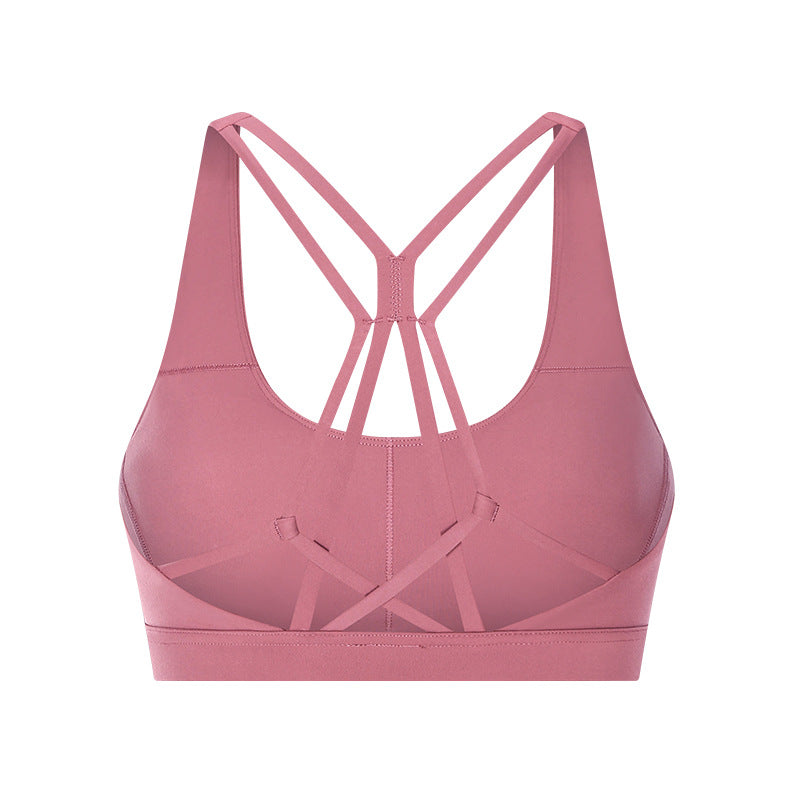 Elegante Top Deportivo Push Up Sin Costuras y Tiras Cruzadas